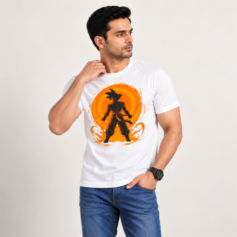Anime Warrior Graphic Printed T-Shirt for Men