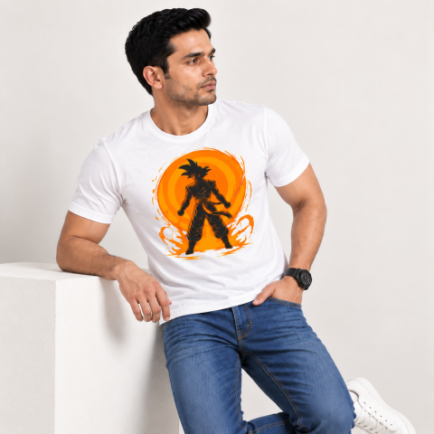 Anime Warrior Graphic Printed T-Shirt for Men