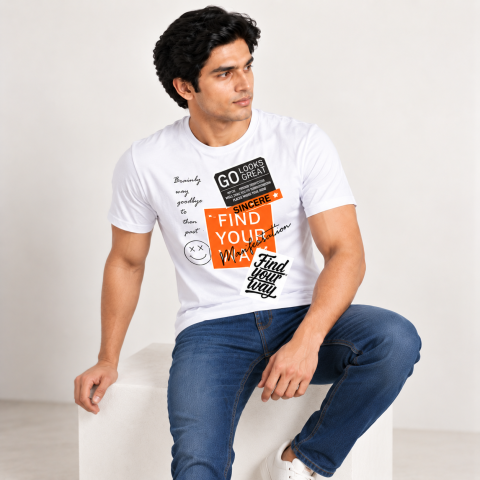 Find Your Way Graphic Printed T-Shirt for Men