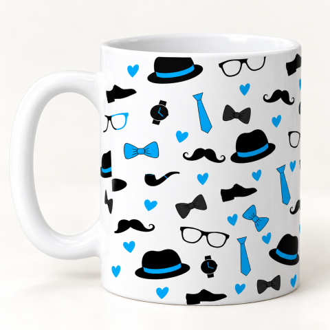 Gentleman Accessories Pattern Ceramic Coffee Mug